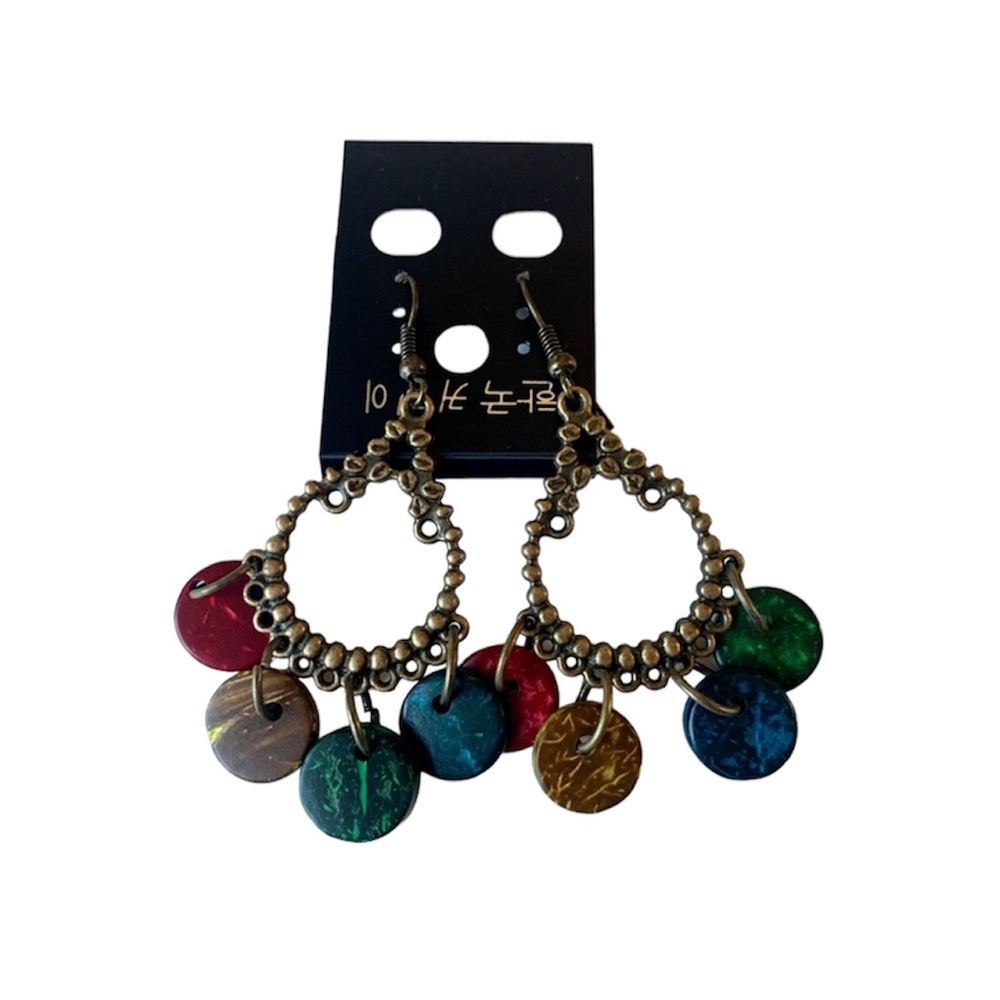 NWT New Fashion Red Green Blue Multicolored Beaded Earrings